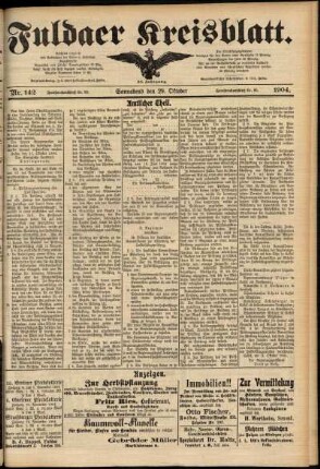 Zweite Ausgabe vom Samstag, den 29. Oktober 1904.