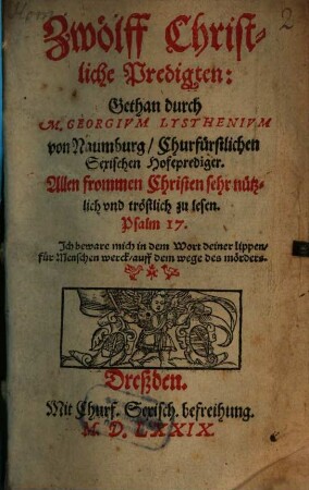 Zwölff Christliche Predigten
