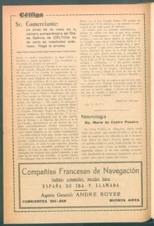 Necrología : Da. María de Castro Paseiro