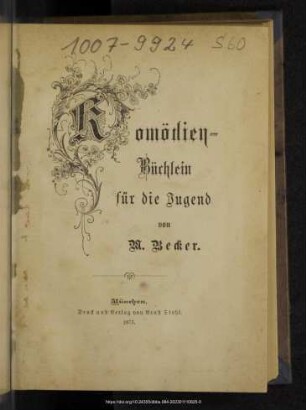 Komödien-Büchlein für die Jugend