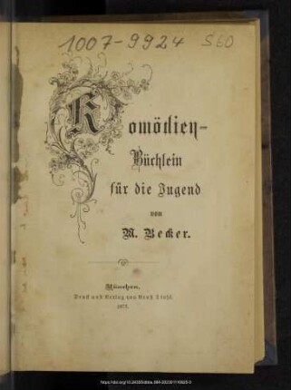 Komödien-Büchlein für die Jugend