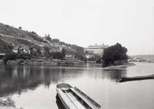 Würzburg, Käppele : Würzburg. Blick von der Maininsel nach Nordwesten gegen Käppele und Festung Marienberg