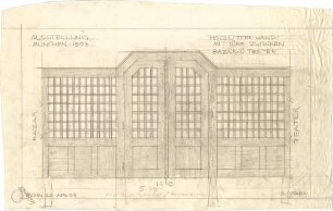 Pfann, Paul; München - Theresienhöhe; Ausstellung München 1908 - Holzgitterwand mit Tür zwischen Basar u. Theater (Ansicht)