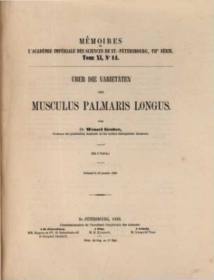 Über die Varietäten des Musculus palmaris longus