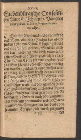 XCVI. Siebenbürgische Confession ...