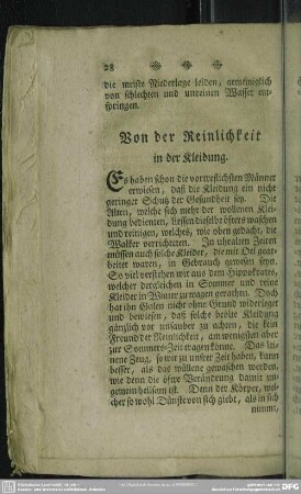Von der Reinlichkeit in der Kleidung