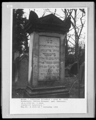 Grabstein der Sabine Brenner (geborene Dessauer) (gestorben 1869.07.22)