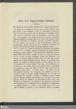 Erster Teil: Schulpolitischer Überblick