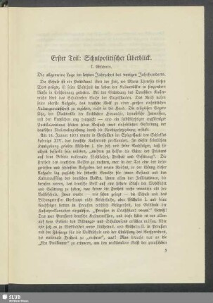 Erster Teil: Schulpolitischer Überblick