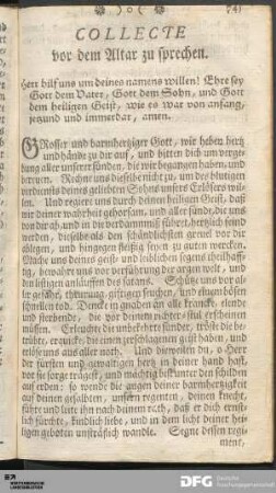 Collecte vor dem Alltar zu sprechen.