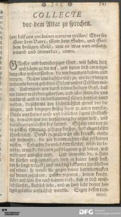 Collecte vor dem Alltar zu sprechen.