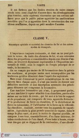 classe V: Mécanique spéciale et matériel des chemins de fer [...]