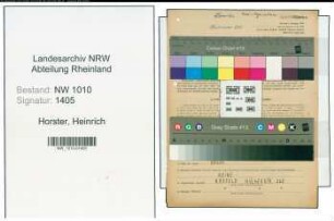 Entnazifizierung Heinrich Horster , geb. 13.05.1901 (Gastwirt)