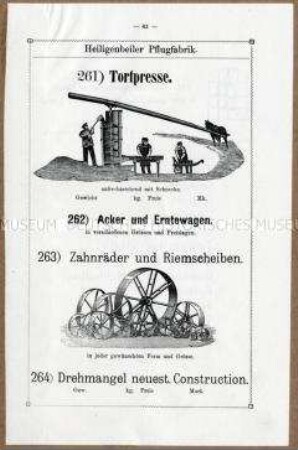 Torfpressen, Erntewagen und Zahnräder der Wirma Wermke