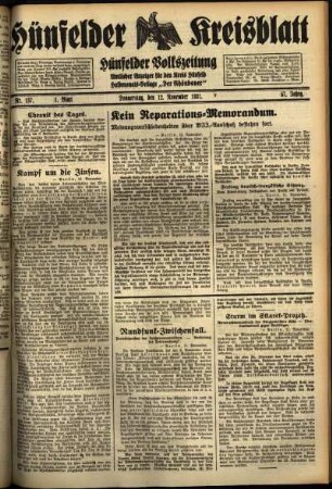 Erste Ausgabe vom Donnerstag, den 12. November 1931.