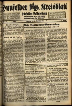 Erste Ausgabe vom Donnerstag, den 12. November 1931.