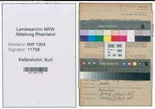 Entnazifizierung Kurt Kellershohn , geb. 18.04.1909 (Postschaffner)