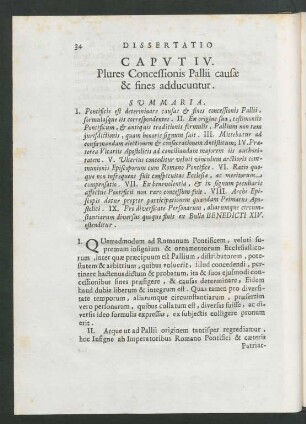 Caput IV. Plures Concessionis Pallii causae & fines adducuntur