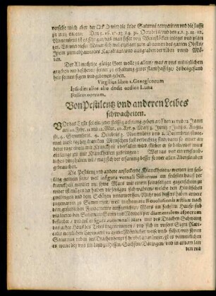 Von Pestilentz und anderen Leibes schwacheiten.