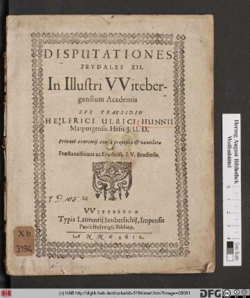 Disputationes Feudales XII.