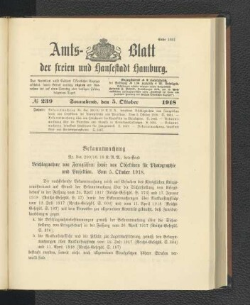 No. 239, 5. Oktober 1918