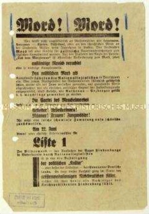 Flugblatt der SPD gegen die NSDAP und Aufruf zur sächsischen Landtagswahl 1930
