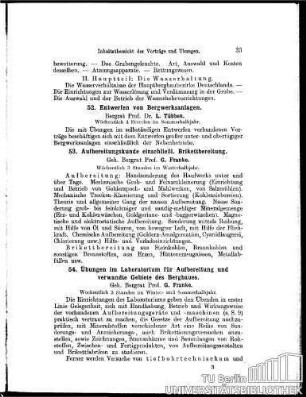 54. Übungen im Laboratorium für Aufbereitung und verwandte Gebiete des Bergbaues