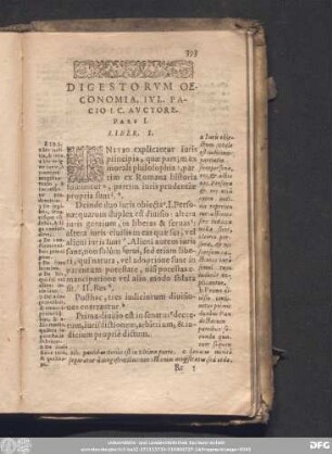 Digestorum Oeconomia, Iul. Pacio I. C. Auctore.