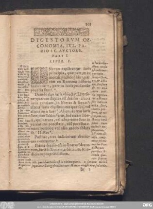 Digestorum Oeconomia, Iul. Pacio I. C. Auctore.