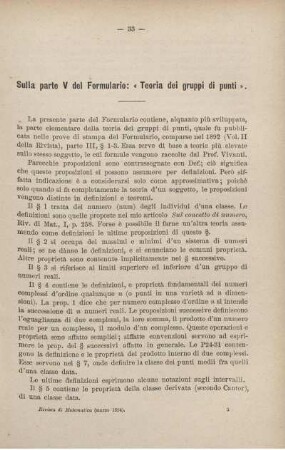 Sulla parte V del Formulario: « Teoria dei gruppi di punti ».