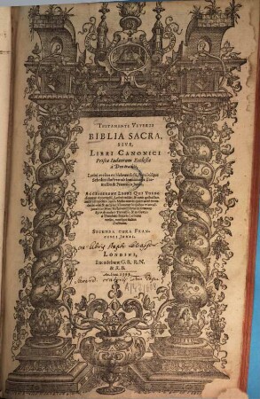 Testamenti Veteris Biblia Sacra, Sive, Libri Canonici, Priscae Iudaeorum Ecclesiae a Deo traditi : Latini recens ex Hebraeo facti, brevibusque Scholiis illustrati ab Immanuele Tremellio & Francisco Iunio. Accesserunt Libri Qui Vulgo dicuntur Apocryphi ... quibus etiam adjunximus Novi Testamenti libros ex sermone Syro ... versos, [1]. Libri Moschis
