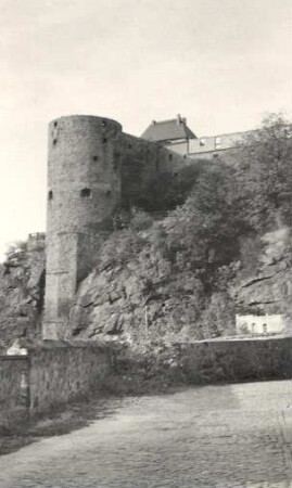 Blick auf den Karasekturm in Bautzen : Napohlad na Karasekowu wěžu w Budyšinje