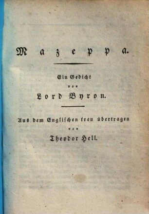 Mazeppa : Ein Gedicht