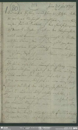 Eigenh. Brief von Gottlieb Hufeland an August Wilhelm von Schlegel, Jena, 05.07.1798