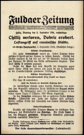 Ausgabe vom Dienstag, den 05. September 1916.
