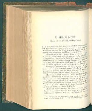 El ansia de futuro : (Notas sobre la ética de José Ingenieros)