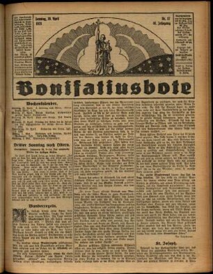 Erste Ausgabe vom Sonntag, den 26. April 1931.