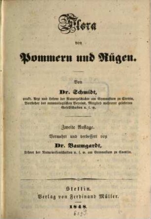 Flora von Pommern und Rügen : Vermehrt und verbessert von Baumgardt