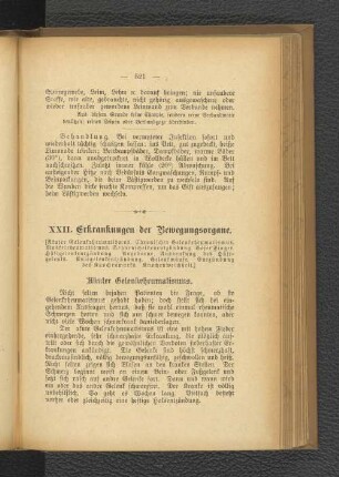 XXII. Erkrankungen der Bewegungsorgane.