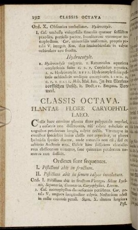 Classis Octava. Plantae Flore Caryophyllaeo.