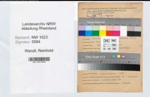 Entnazifizierung Reinhold Wendt , geb. 23.02.1899 (Bankdirektor)