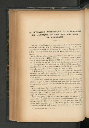 La situation economique et financiere de l'Afrique occidentale anglaise et francaise