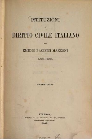Istituzioni di diritto civile Italiano. 1