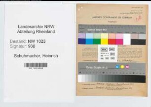 Entnazifizierung Heinrich Schuhmacher , geb. 20.06.1900 (Verwaltungs-Beamter)