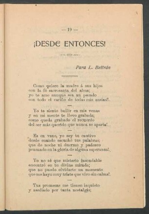 ¡Desde entonces! : Para L. Beltrán