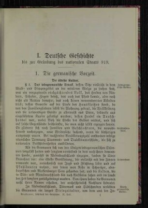 I. Deutsche Geschichte bis zur Gründung des nationalen Staats 919