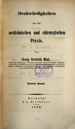 Denkwürdigkeiten aus der medicinischen und chirurgischen Praxis, Band. 1