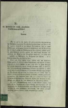 An die Actionäre der Sächs. Hypotheken-Versicherungsgesellschaft zu Dresden