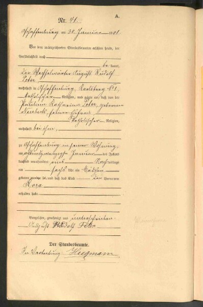 Standesamtsbuch der Stadt Aschaffenburg: Geburten 365/1900 - 184/1901