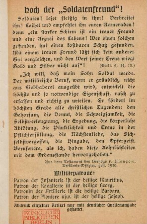 30.1916: neue Soldatenfreund